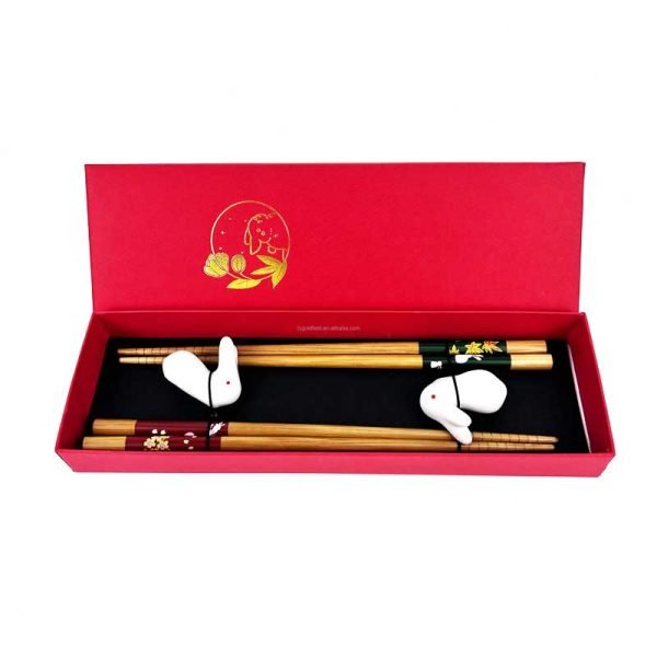 Jade Temple Bamboo Chopsticks with Rabbit Holder